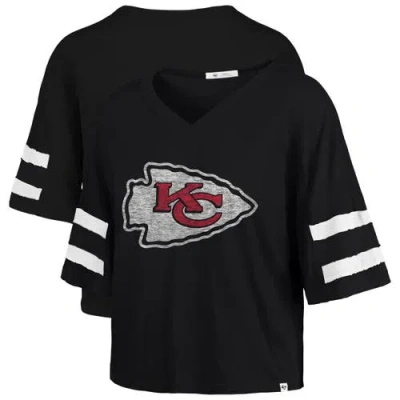 47 Brand '47 Black Kansas City Chiefs Premier Scout Cropped V-neck T-shirt