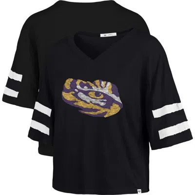47 Brand '47 Black Lsu Tigers Premier Scout Sleeve Stripe Relaxed Dolman T-shirt