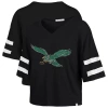 47 Brand '47 Black Philadelphia Eagles Premier Scout Cropped V-neck T-shirt In Black