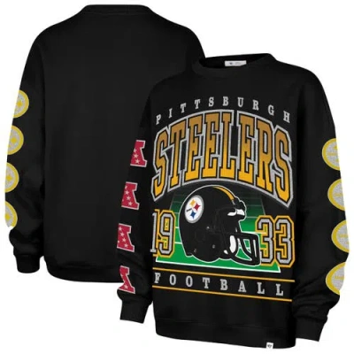 47 Brand '47  Black Pittsburgh Steelers Go Big Oversized Pullover Sweatshirt