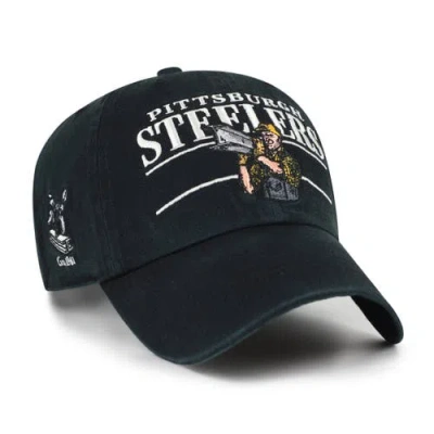 47 Brand '47 Black Pittsburgh Steelers Throwback Graphic Clean Up Adjustable Hat