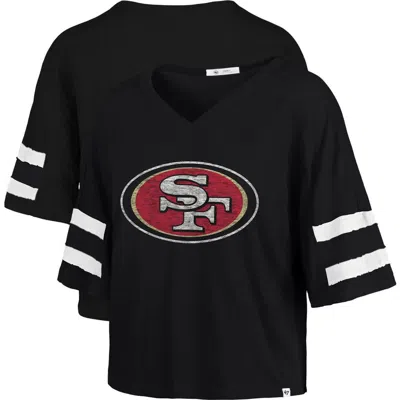 47 Brand '47 Black San Francisco 49ers Premier Scout Cropped V-neck T-shirt