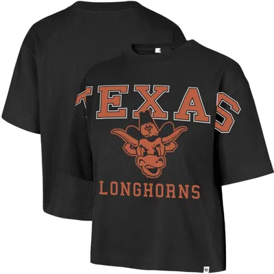 47 Brand '47 Black Texas Longhorns Outreach City Relaxed Cropped T-shirt In Black