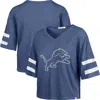 47 Brand '47 Blue Detroit Lions Premier Scout Cropped V-neck T-shirt In Blue