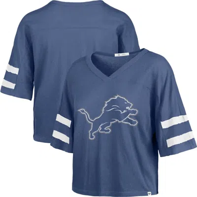 47 Brand '47 Blue Detroit Lions Premier Scout Cropped V-neck T-shirt In Blue