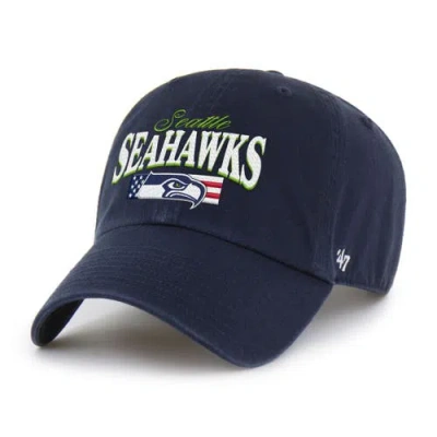 47 Brand '47 College Navy Seattle Seahawks American Flag Clean Up Adjustable Hat