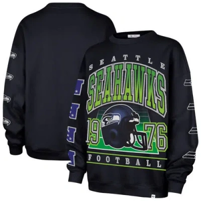 47 Brand '47  College Navy Seattle Seahawks Go Big Oversized Pullover Sweatshirt In Black
