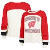47 Brand '47  Cream Wisconsin Badgers Double Header Curve Raglan Long Sleeve T-shirt In Red