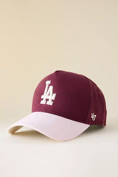 47 Brand '47 Faux-suede La Dodgers Baseball Cap In Burgundy