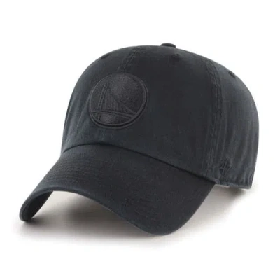 47 Brand '47 Golden State Warriors Black On Black Clean Up Adjustable Hat