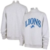 47 Brand '47 Heather Gray Detroit Lions Vantage Mock Neck Pullover Sweatshirt In Gray