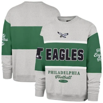 47 Brand '47 Kelly Green/heather Gray Philadelphia Eagles Blockfield Maximalist Sweatshirt In Multi