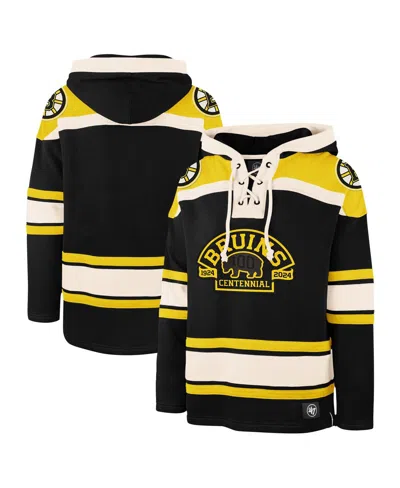 47 Brand 47 Men's Black Boston Bruins 100th Anniversary Superior Lacer Pullover Hoodie