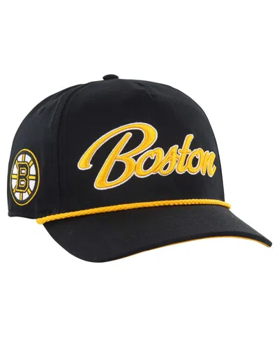 47 Brand 47 Men's Black Boston Bruins Overhand Logo Side Patch Hitch Adjustable Hat
