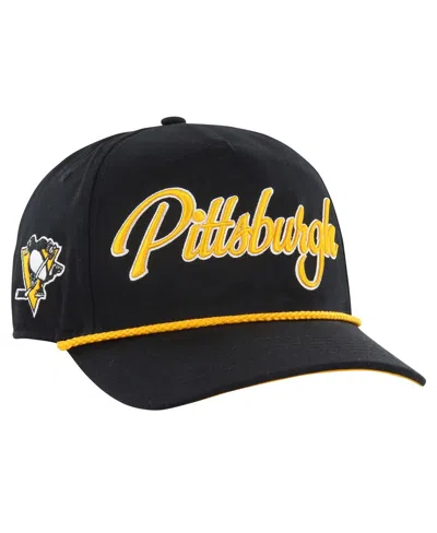 47 Brand 47 Men's Black Pittsburgh Penguins Overhand Logo Side Patch Hitch Adjustable Hat