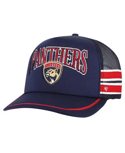 47 Brand 47 Men's Navy Florida Panthers Sideband Stripes Trucker Snapback Hat In Blue