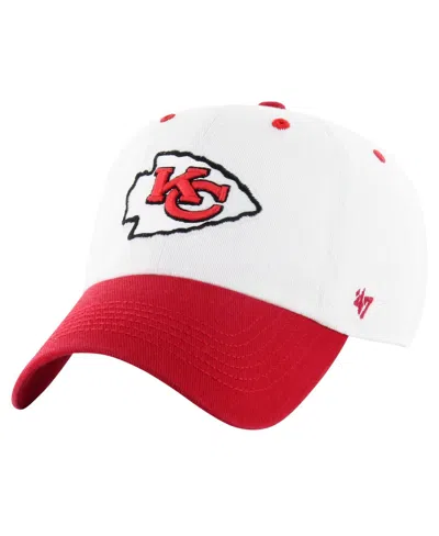 47 Brand 47 Men's White/red Kansas City Chiefs Double Header Diamond Clean Up Adjustable Hat