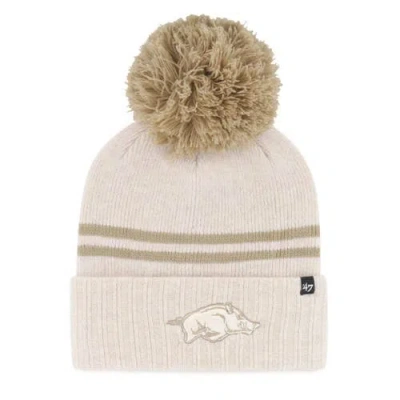 47 Brand '47 Natural Arkansas Razorbacks Core & Inline Latte Cuffed Knit Hat With Pom In Brown