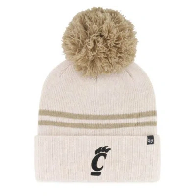 47 Brand '47 Natural Cincinnati Bearcats Core & Inline Latte Cuffed Knit Hat With Pom In Neutral