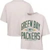 47 Brand '47 Natural Green Bay Packers Cropped Windthrow Ravine T-shirt In Neutral
