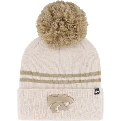 47 Brand '47 Natural Kansas State Wildcats Core & Inline Latte Cuffed Knit Hat With Pom In Neutral