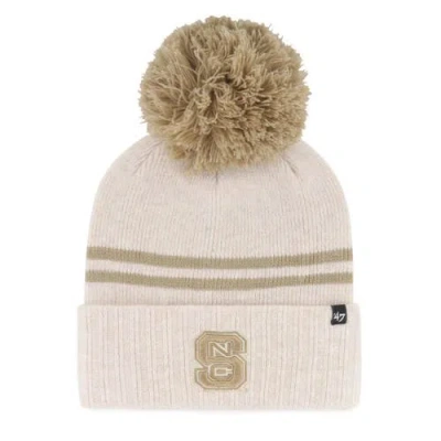 47 Brand '47 Natural Nc State Wolfpack Core & Inline Latte Cuffed Knit Hat With Pom In Neutral