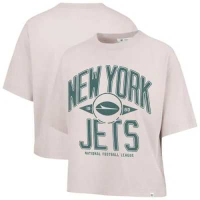 47 Brand '47 Natural New York Jets Cropped Windthrow Ravine T-shirt In Neutral