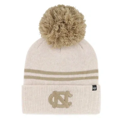 47 Brand '47  Natural North Carolina Tar Heels Core & Inline Latte Cuffed Knit Hat With Pom In Neutral