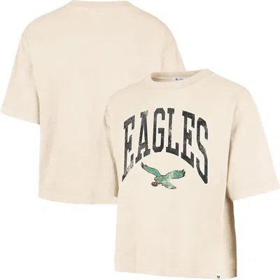 47 Brand '47 Natural Philadelphia Eagles Cropped Mindi Slub T-shirt In Neutral