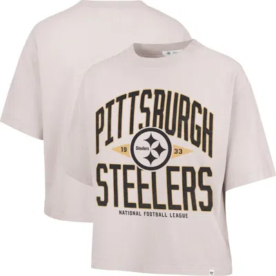 47 Brand '47 Natural Pittsburgh Steelers Cropped Windthrow Ravine T-shirt In Brown
