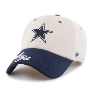 47 Brand '47 Natural/navy Dallas Cowboys Rope Script Clean Up Adjustable Hat