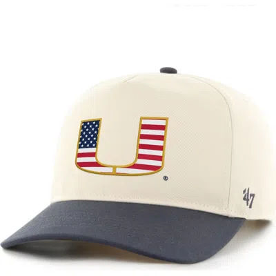 47 Brand '47 Natural/navy Miami Hurricanes Americana Flag Hitch Adjustable Hat