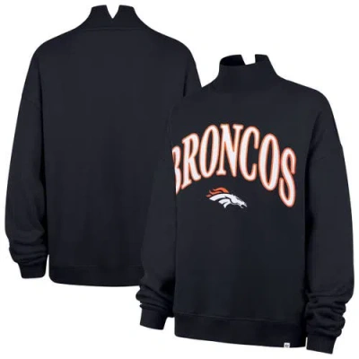 47 Brand '47 Navy Denver Broncos Oversized Vantage Mock Neck Sweatshirt