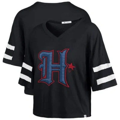47 Brand '47 Navy Houston Texans Premier Scout Cropped V-neck T-shirt In Black