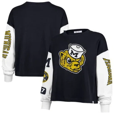47 Brand '47 Navy Michigan Wolverines Sydney Long Sleeve T-shirt In Blue