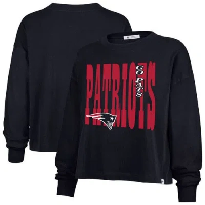 47 Brand '47  Navy New England Patriots Stacked Sydney Long Sleeve T-shirt In Black