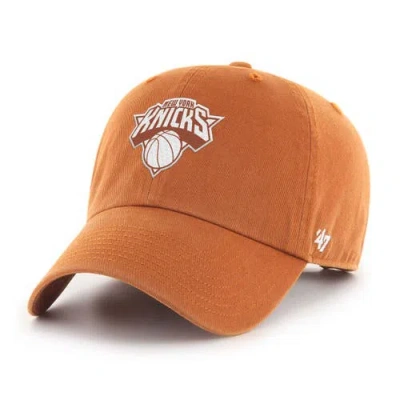 47 Brand '47 Orange New York Knicks Color Pack Clean Up Adjustable Hat In Brown