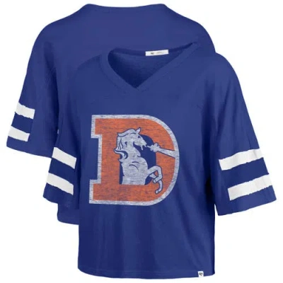 47 Brand '47 Royal Denver Broncos Premier Scout Cropped V-neck T-shirt In Blue