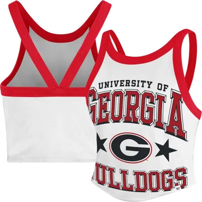 47 Brand '47 White Georgia Bulldogs Energize Sporty Cropped Racerback Tank Top In Black