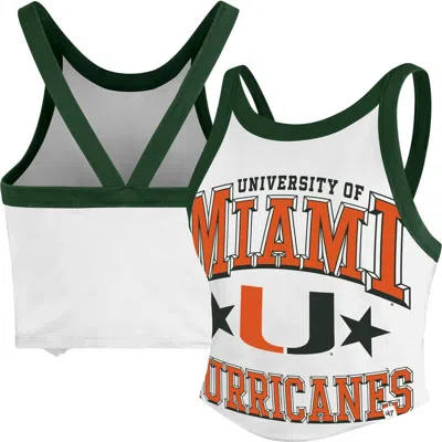 47 Brand '47 White Miami Hurricanes Energize Sporty Cropped Racerback Tank Top In Multi