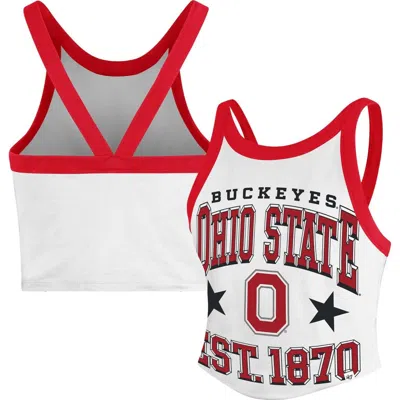 47 Brand '47 White Ohio State Buckeyes Energize Sporty Cropped Racerback Tank Top