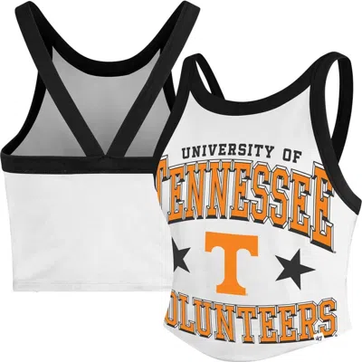 47 Brand '47 White Tennessee Volunteers Energize Sporty Cropped Racerback Tank Top In Multi