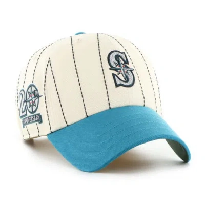 47 Brand '47 X Rawlings Natural/teal Seattle Mariners Pinstripe Clean Up Adjustable Hat In Neutral