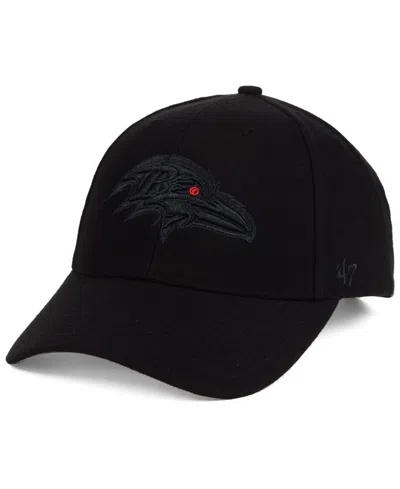 47 Brand Baltimore Ravens Black & Black Mvp Strapback Cap In Black,black