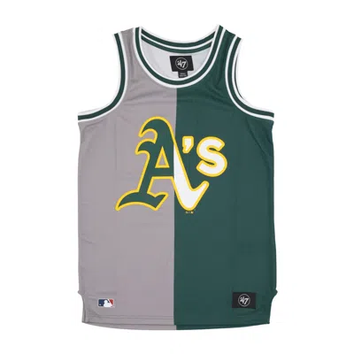 47 Brand Basketball Type Men's Tank Top Mlb Split Grafton Jersey Oakath Wolf Grey In Green