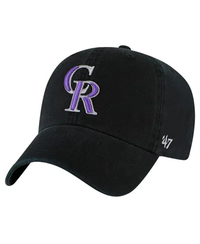 47 Brand Kids' Big Boys And Girls Black Colorado Rockies Clean Up Adjustable Hat