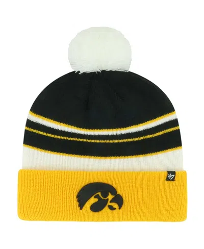 47 Brand Kids' Big Boys And Girls Black Iowa Hawkeyes Peewee Cuffed Pom With Knit Hat In Multi