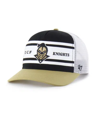 47 Brand Kids' Big Boys And Girls Black/gold Ucf Knights Super Stripe Hitch Adjustable Trucker Hat In White