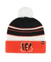 47 Brand Big Boys And Girls Black/orange Cincinnati Bengals Peewee Cuffed Knit With Pom Hat In Orange