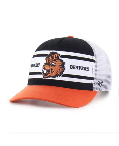 47 Brand Kids' Big Boys And Girls Black/orange Oregon State Beavers Super Stripe Hitch Adjustable Trucker Hat